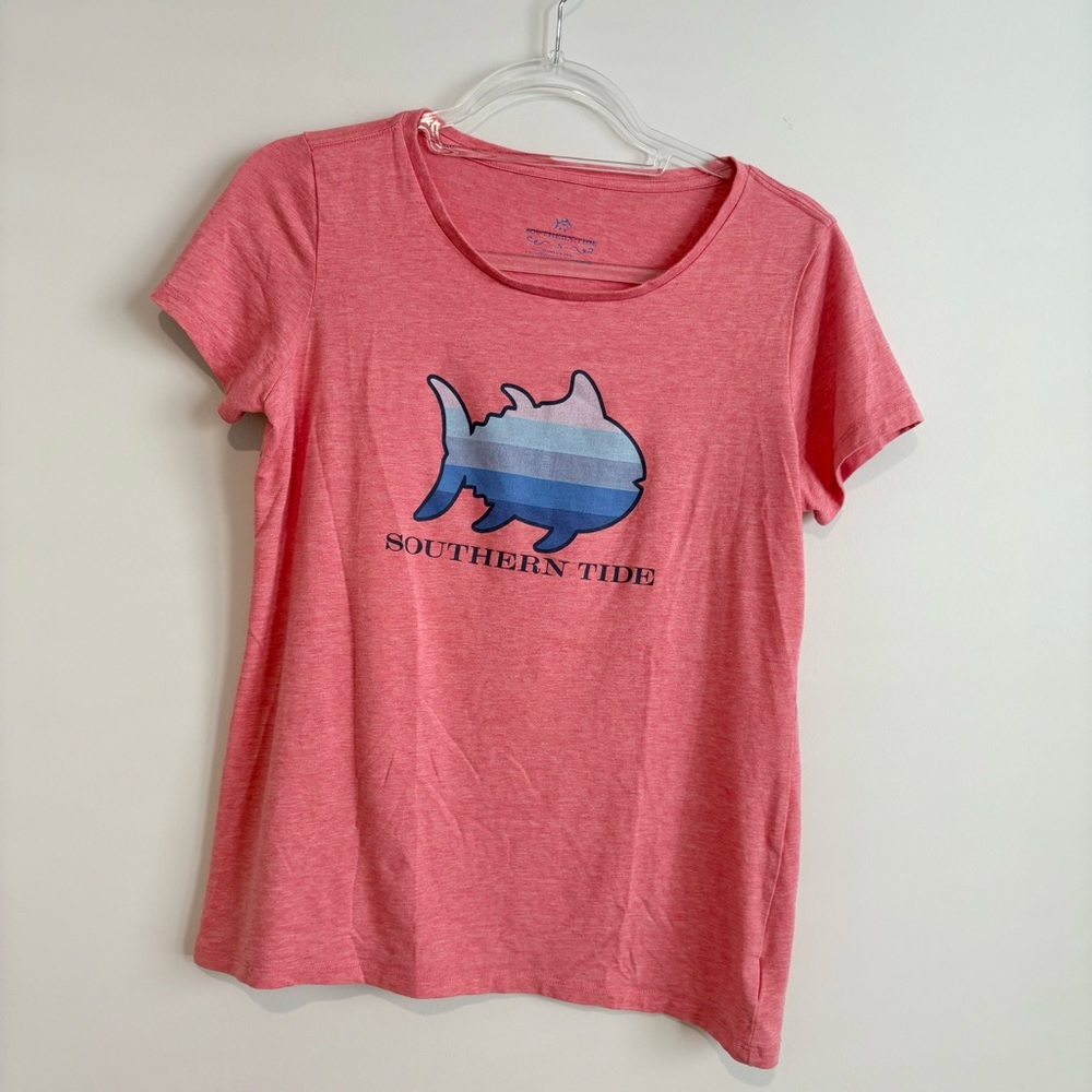 Southern Tide Fish Ombré Graphic T-Shirt heather strawberry pink size small